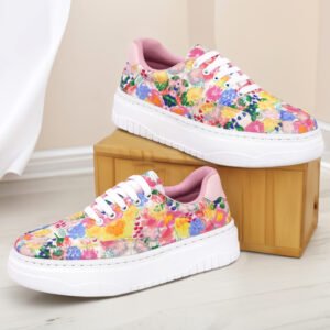 Flora Pop Women Sneakers Floral Printed Casual washable Shoes by Sprique