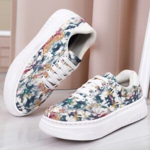 Pastel Green Women Sneakers Floral Printed Casual washable Shoes by Sprique