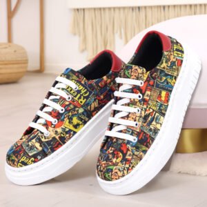 Comic Women Sneakers Floral Printed Casual washable Shoes by Sprique