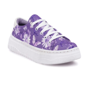 Mystic Violet Women Sneakers Floral Printed Casual washable Shoes by Sprique