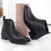 Men's Black Embossed Motorcycle Design Chelsea Boots - Thumbnail Image 1