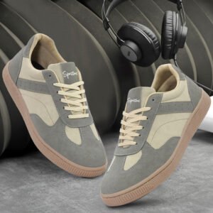 Sprique Men’s Casual Sneakers – Beige & Grey