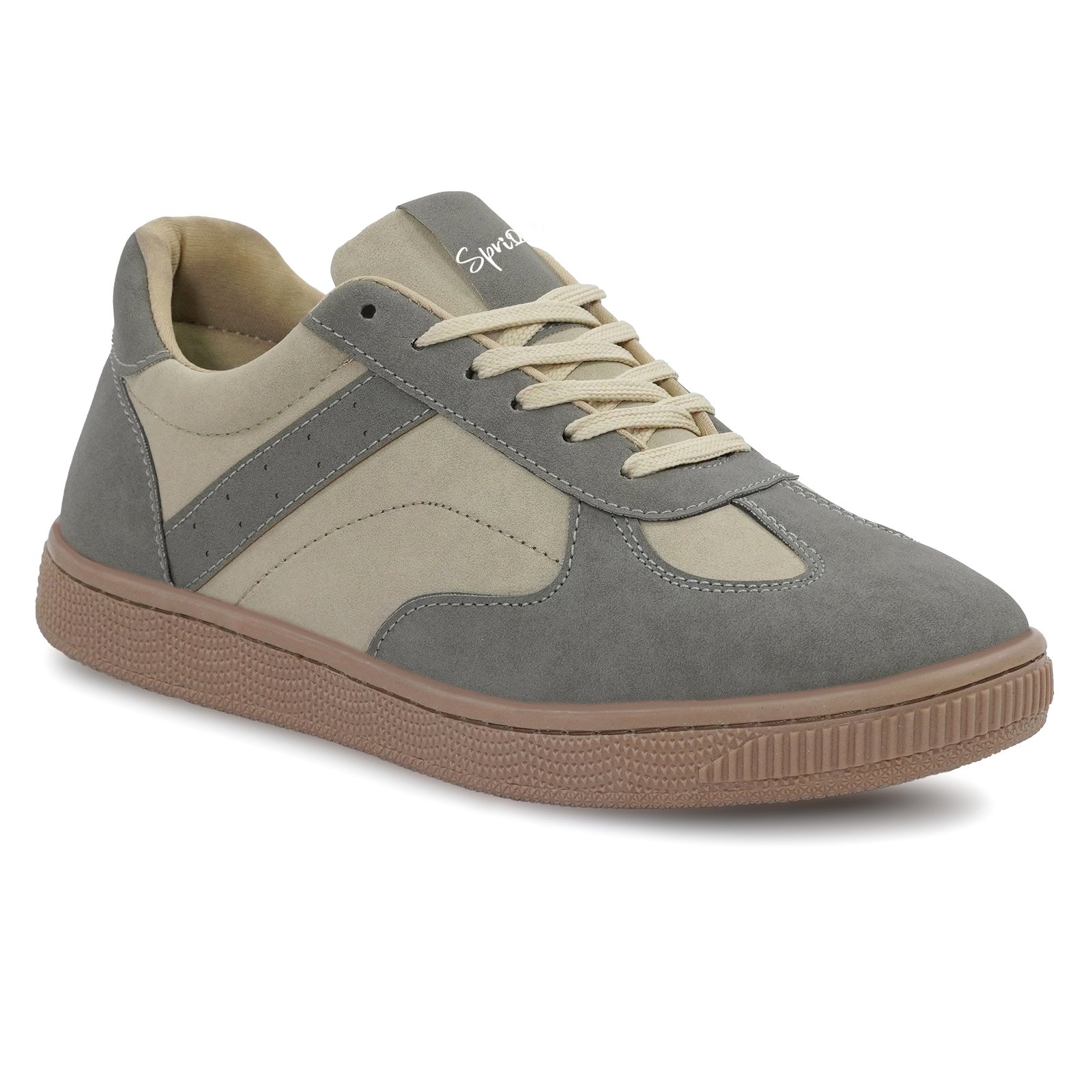 Sprique Men’s Casual Sneakers – Beige & Grey - Image 2