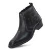 Men's Black Embossed Motorcycle Design Chelsea Boots - Thumbnail Image 2