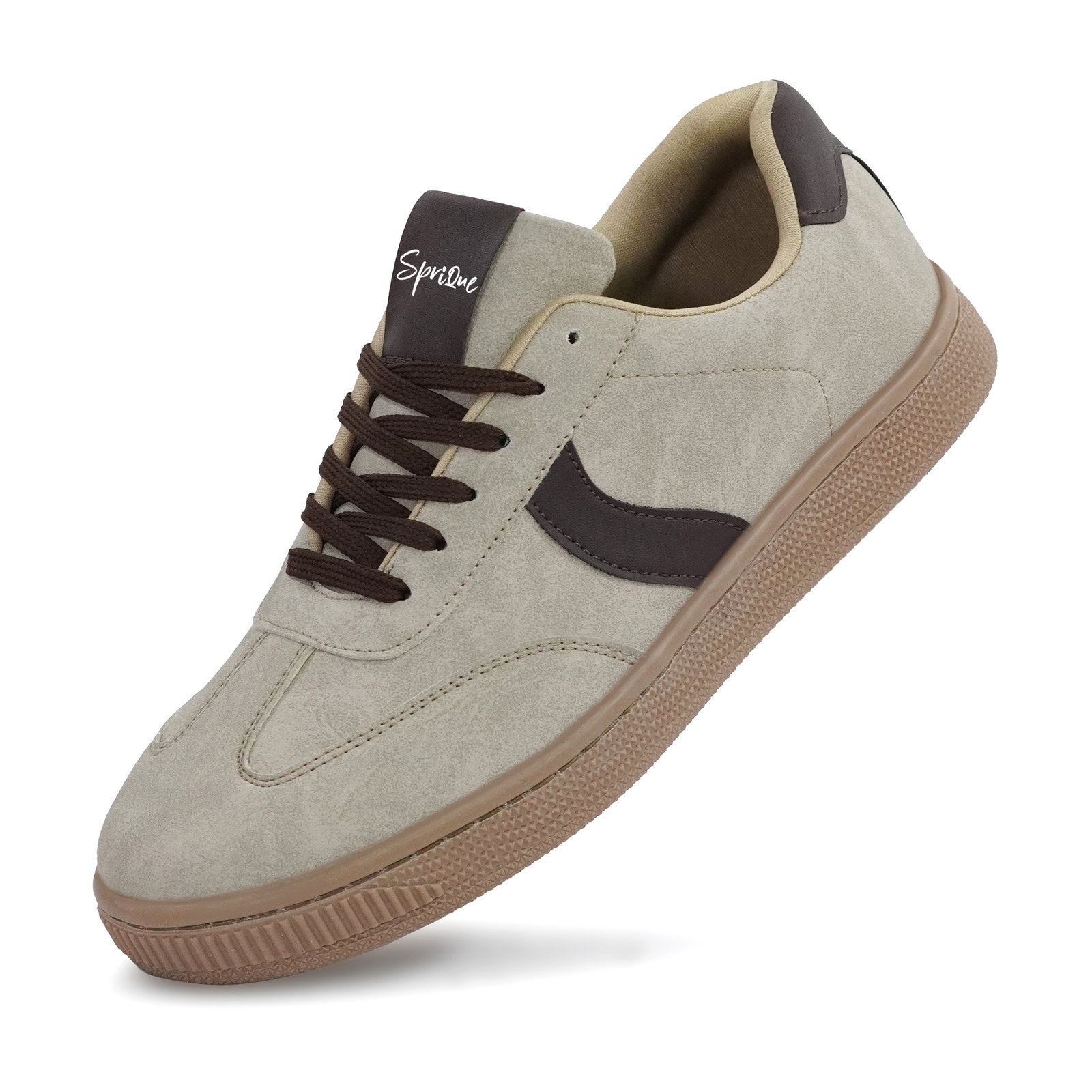 Sprique Men’s Casual Sneakers – Beige & Brown - Image 3