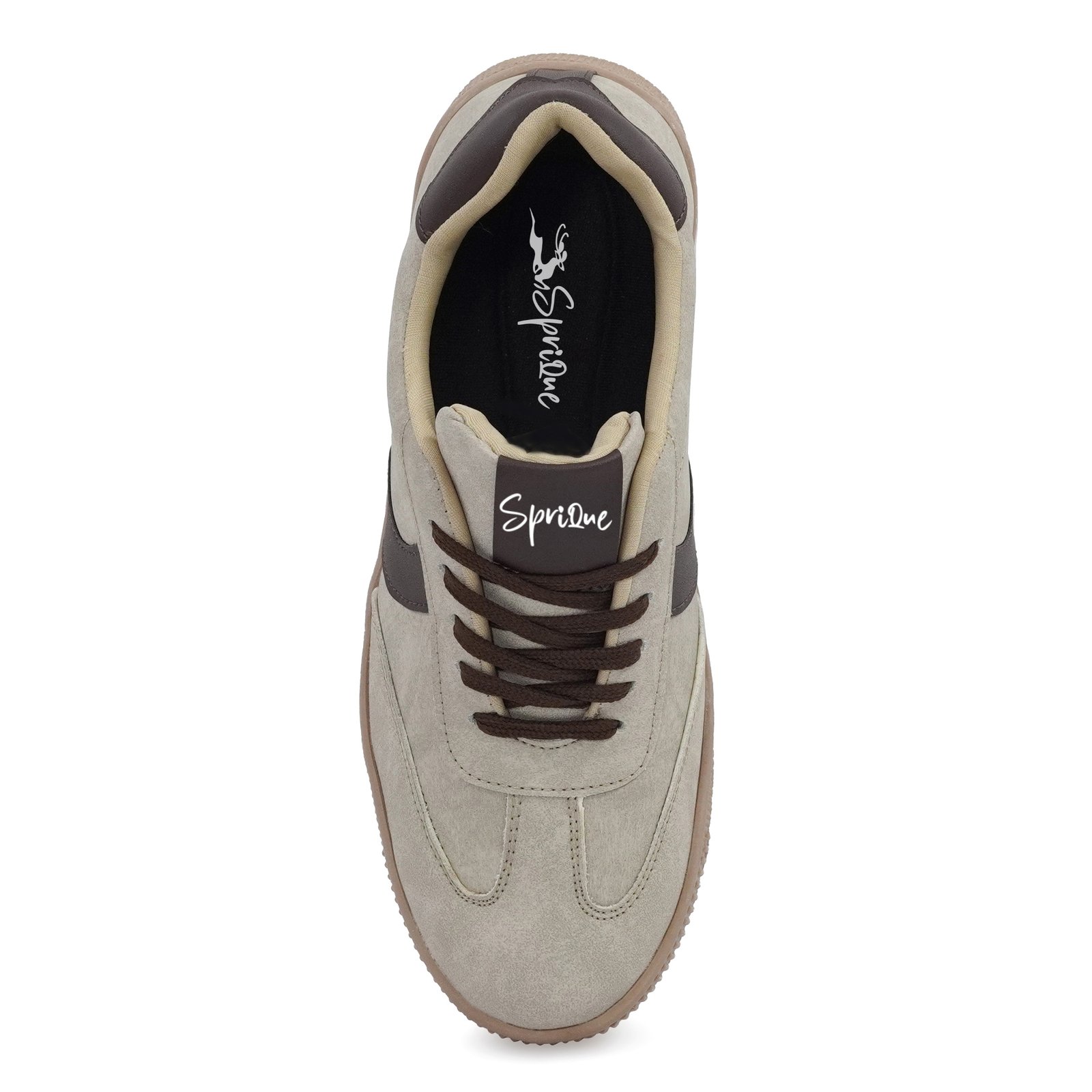 Sprique Men’s Casual Sneakers – Beige & Brown - Image 4
