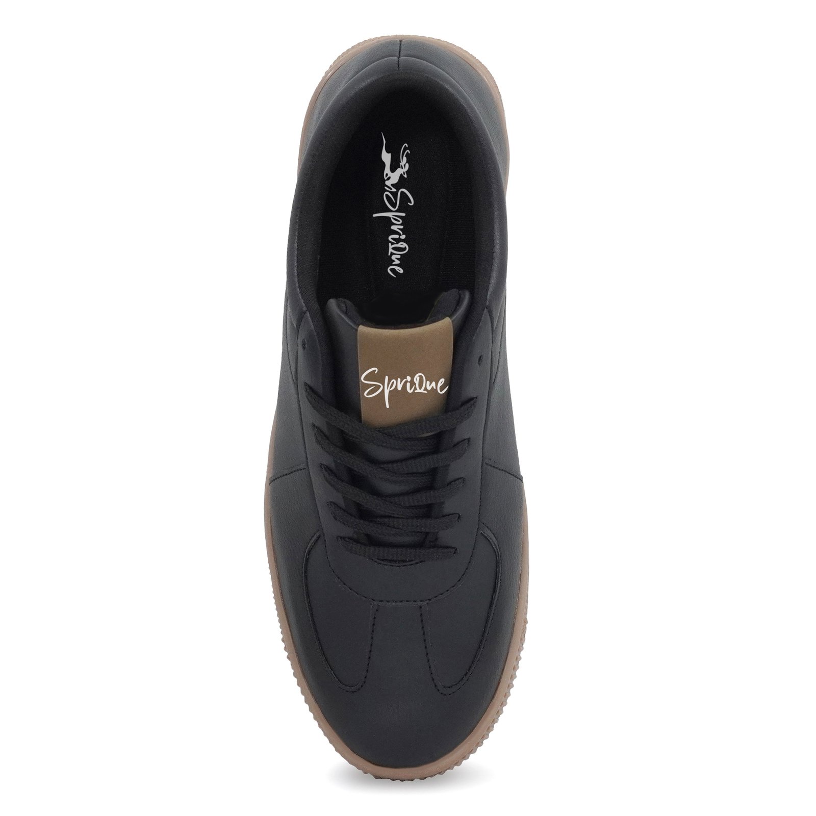 Men's Black Casual Lace-Up Sneakers with Tan Sole - Image 4