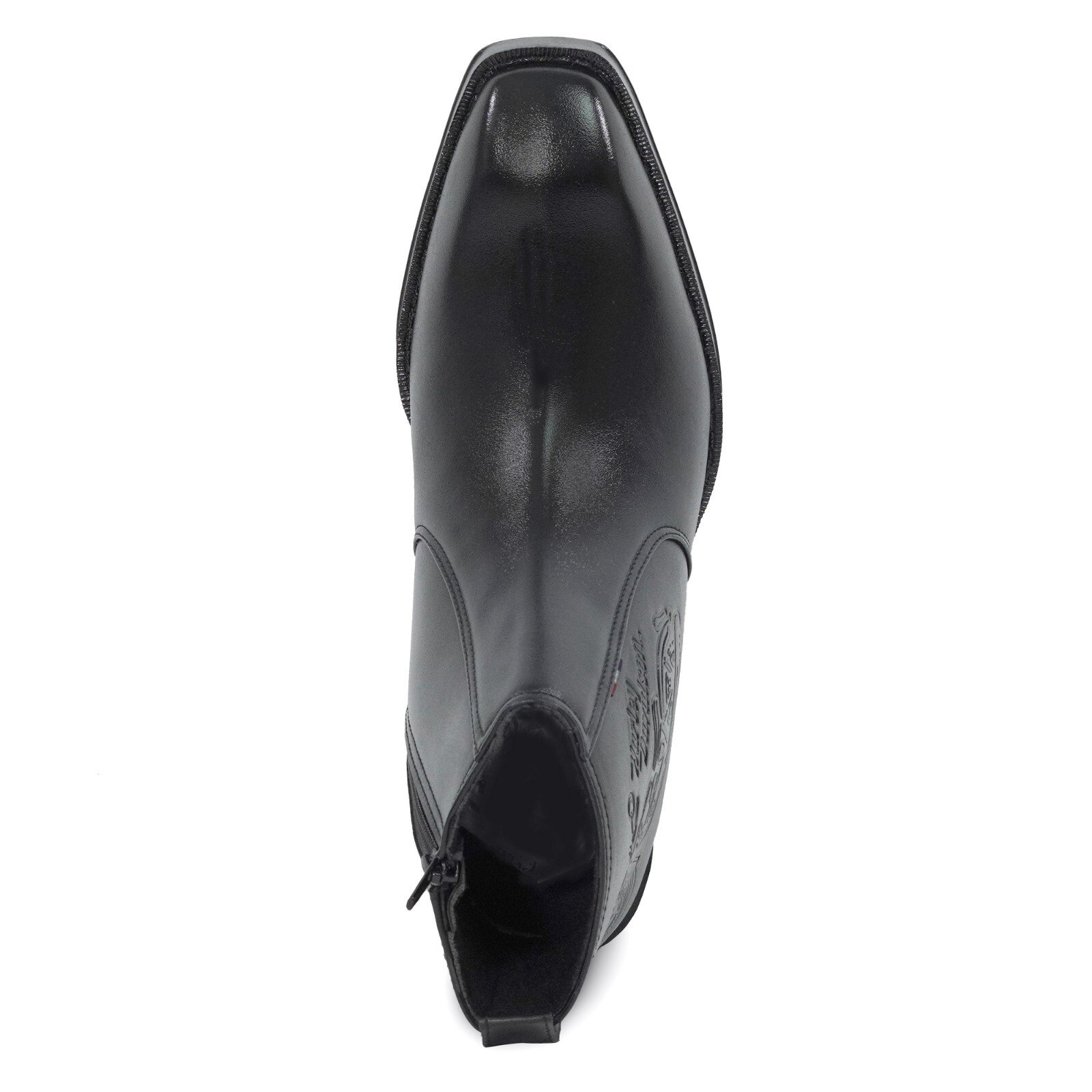 Men's Black Embossed Motorcycle Design Chelsea Boots - Image 3