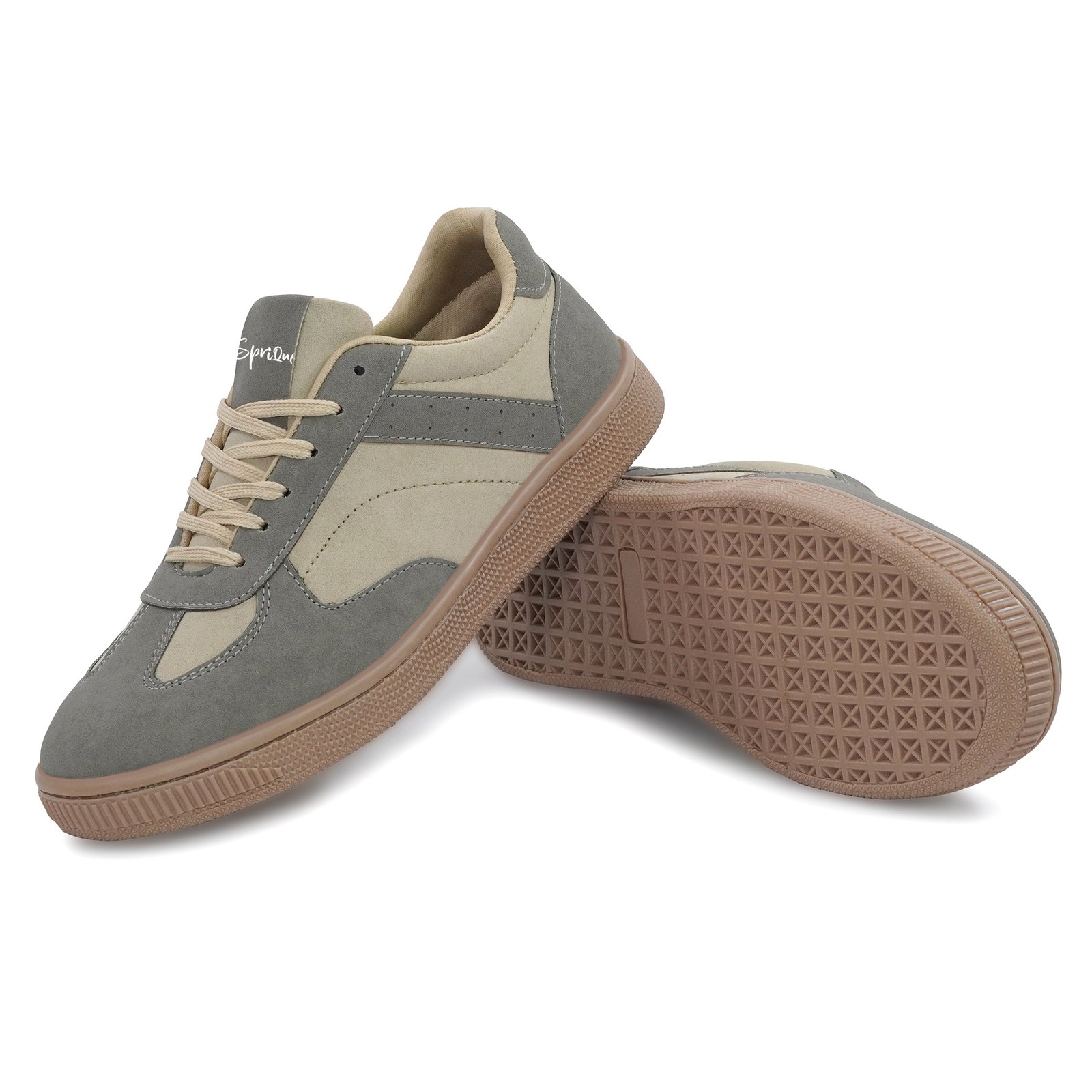 Sprique Men’s Casual Sneakers – Beige & Grey - Image 6