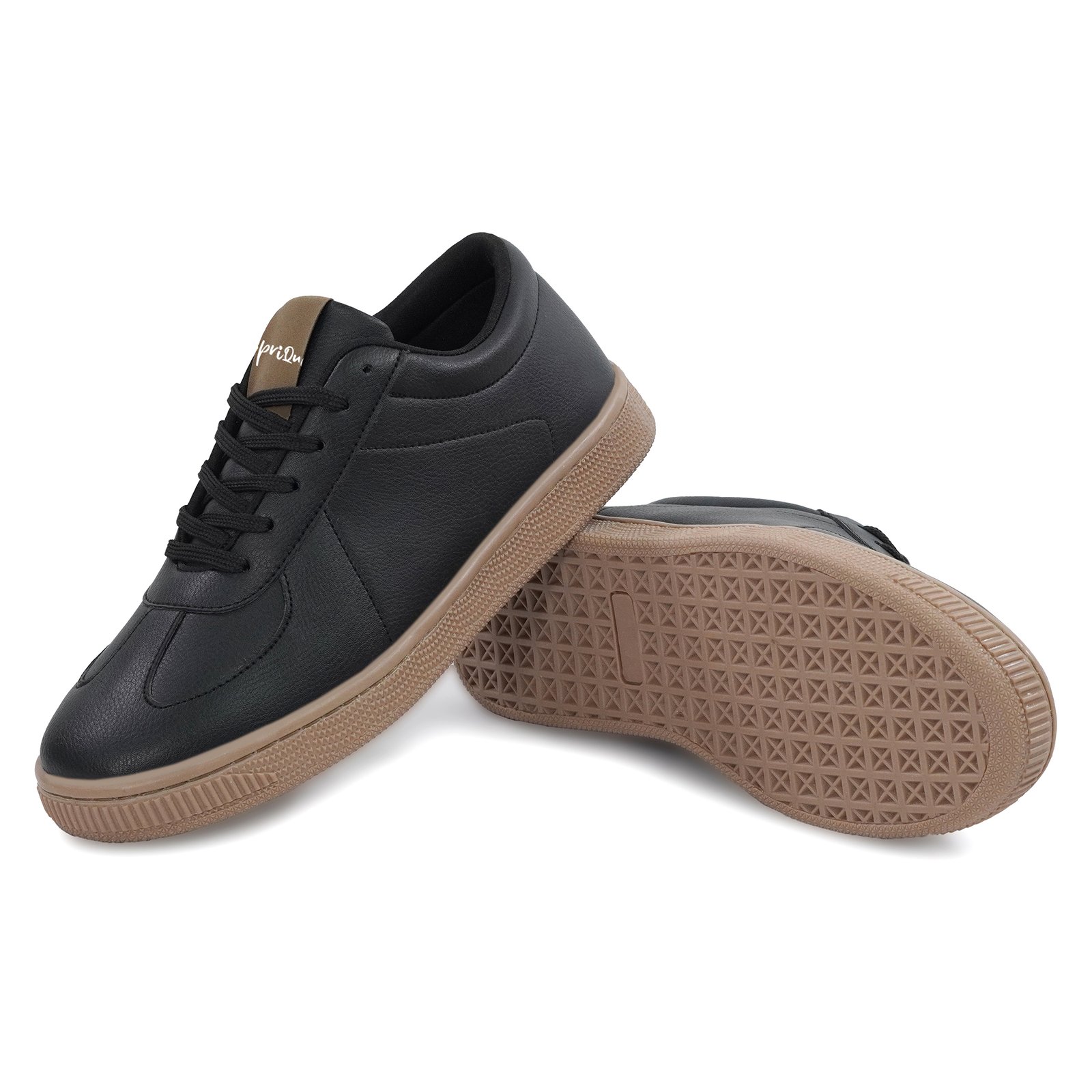 Men's Black Casual Lace-Up Sneakers with Tan Sole - Image 6