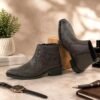 Men's Brown Embossed Motorcycle Design Chelsea Boots - Thumbnail Image 1