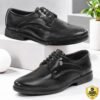 Men's Premium Glossy Black Formal Lace-Up Shoes with Textured Toe for Office & Party Wear - Thumbnail Image 1