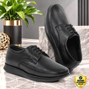Men's Premium Black Formal Lace-Up Classic Derbi Shoes with Thick Sole for Office & Business Wear
