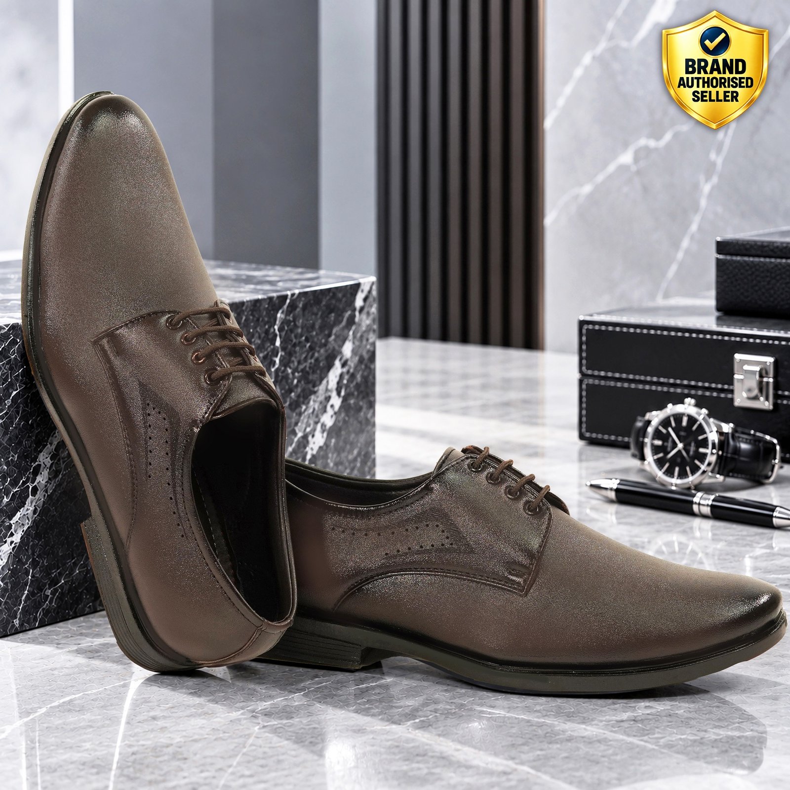 Men's Premium Brown Formal Lace-Up derbi Shoes for Office, Business & Party Wear - Image 1