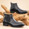 Men's Premium Black Italian Style Chelsea Boots for Formal, Office & Casual Wear - Thumbnail Image 1