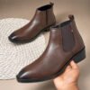 Men's Premium Brown Italian Style Chelsea Boots for Formal, Office & Casual Wear - Thumbnail Image 1