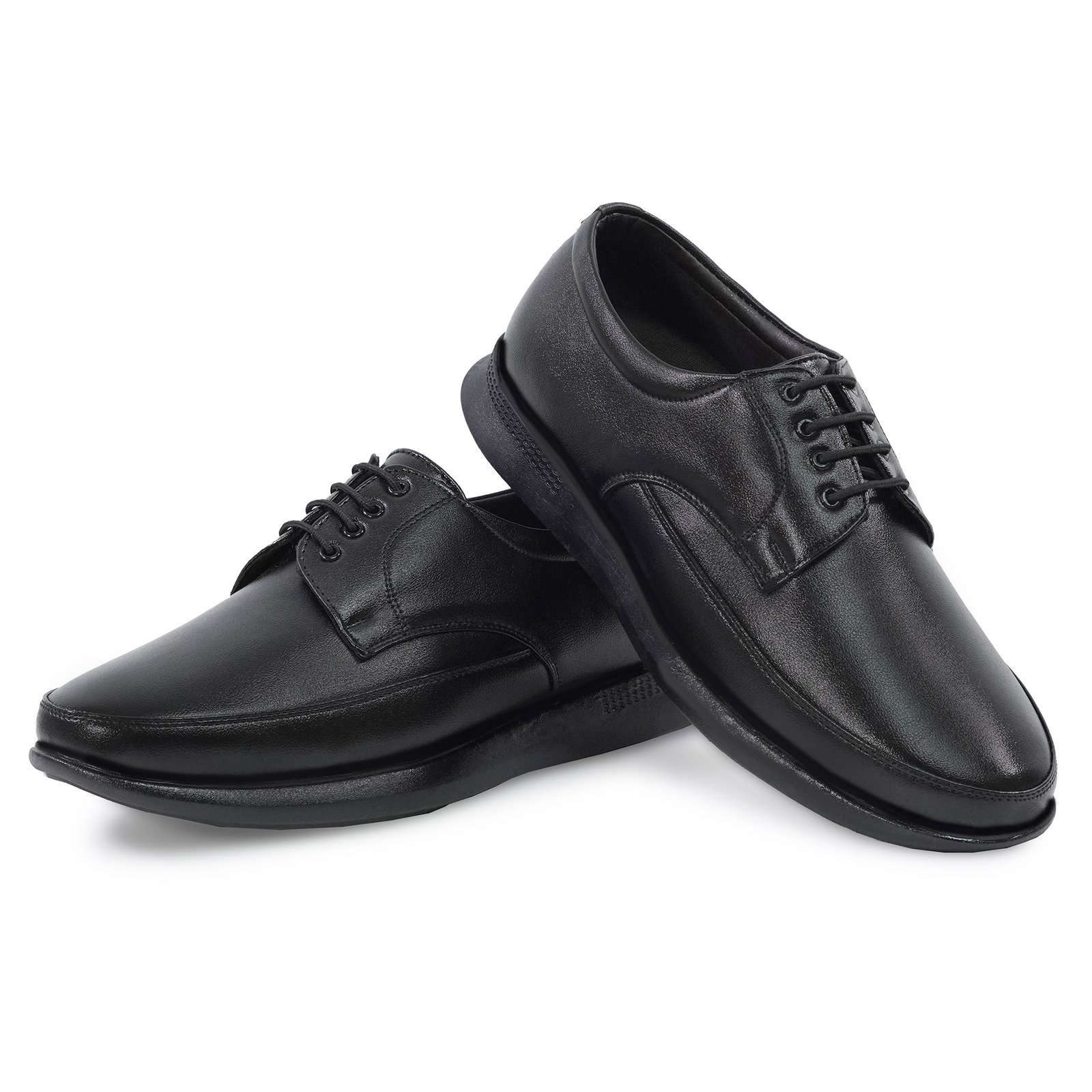 Men's Premium Black Formal Lace-Up Classic Derbi Shoes with Thick Sole for Office & Business Wear - Image 2